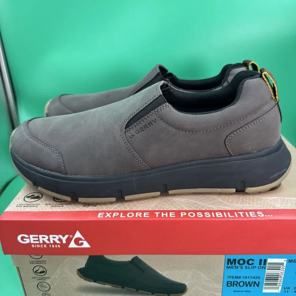 Gerry MOC II Men's Slip On Soft Lightweight Brown Shoes Size 12